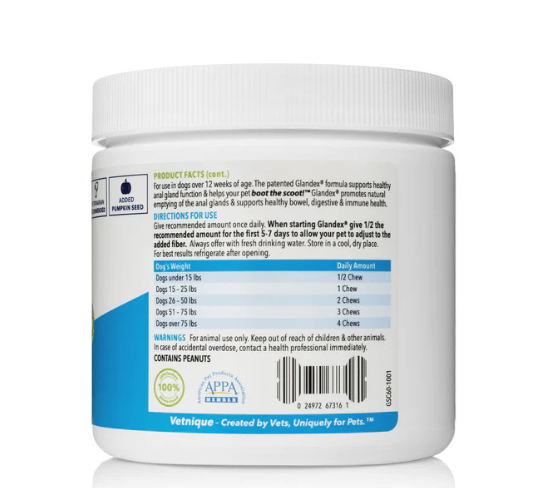 Glandex Anal Gland Support Soft Chews Peanut Butter 60ct