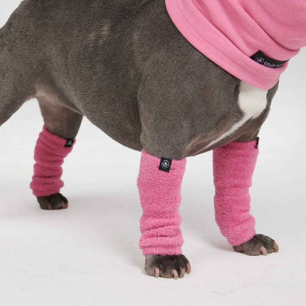 Stretchy Fleece Dog Leg Warmer Sleeves - Pink: S (10-15lbs/4.5-7kg)