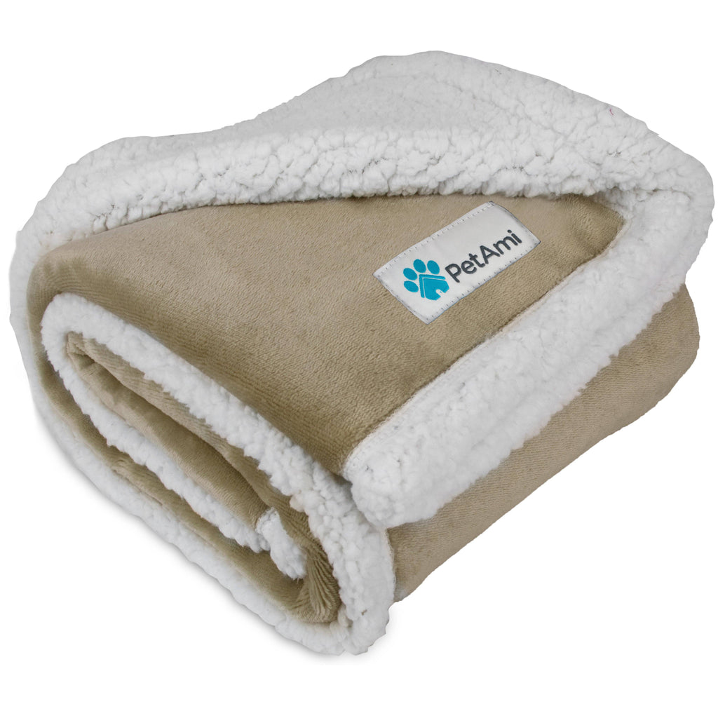 Waterproof Fleece Pet Blanket: Taupe/White / Small - 29”x40"