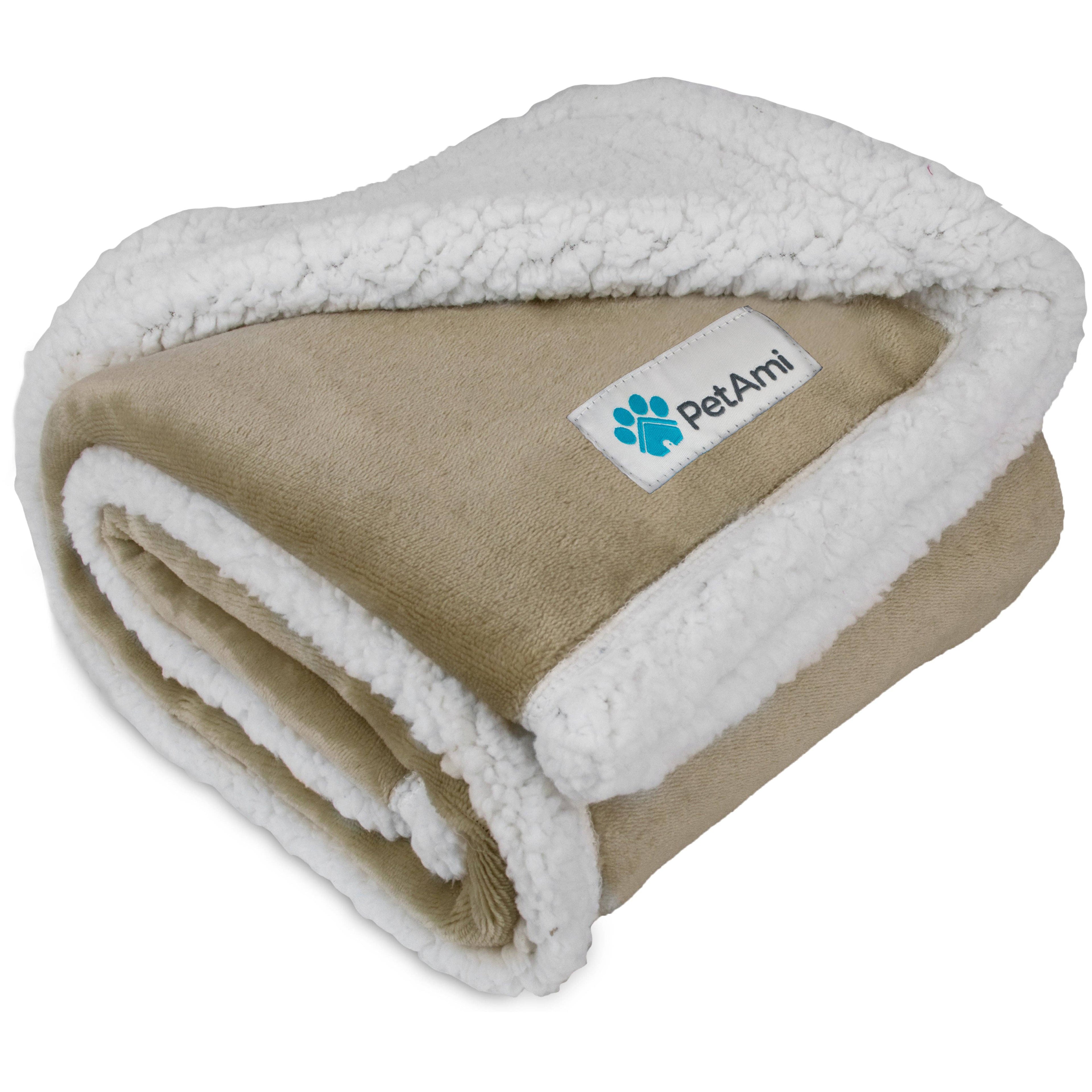 Waterproof Fleece Pet Blanket: Taupe/White / Small - 29”x40"