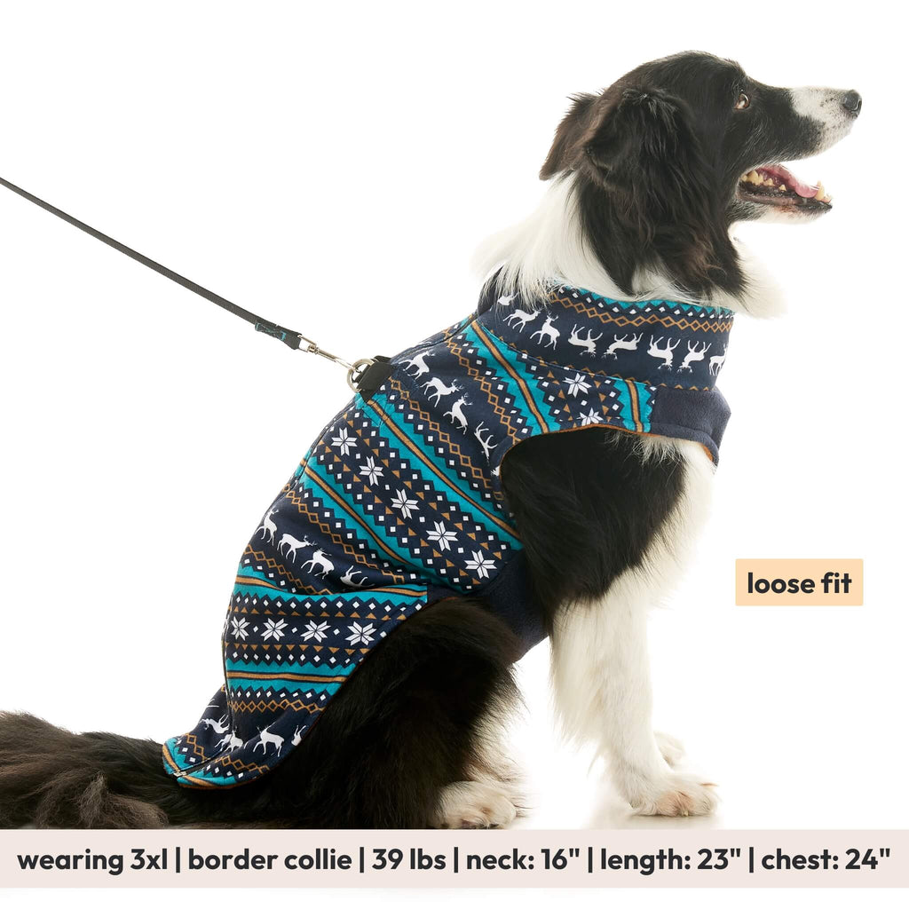 Zip Up Fleece Deer Blue