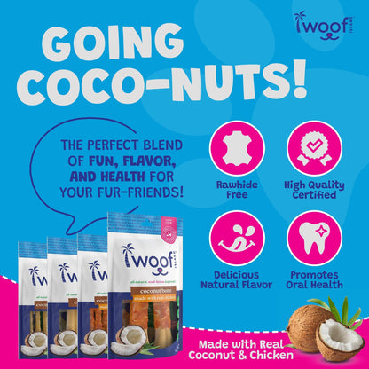 Coconut Dog Bones Premium Treats (with Chicken) 2 Count: Single Bag