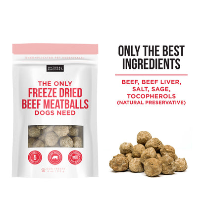 The Only Freeze Dried Beef Meatballs Dogs Need: 4 oz