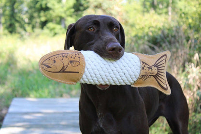 Natural Leather Trout Rope Tug Dog Toy - 15"