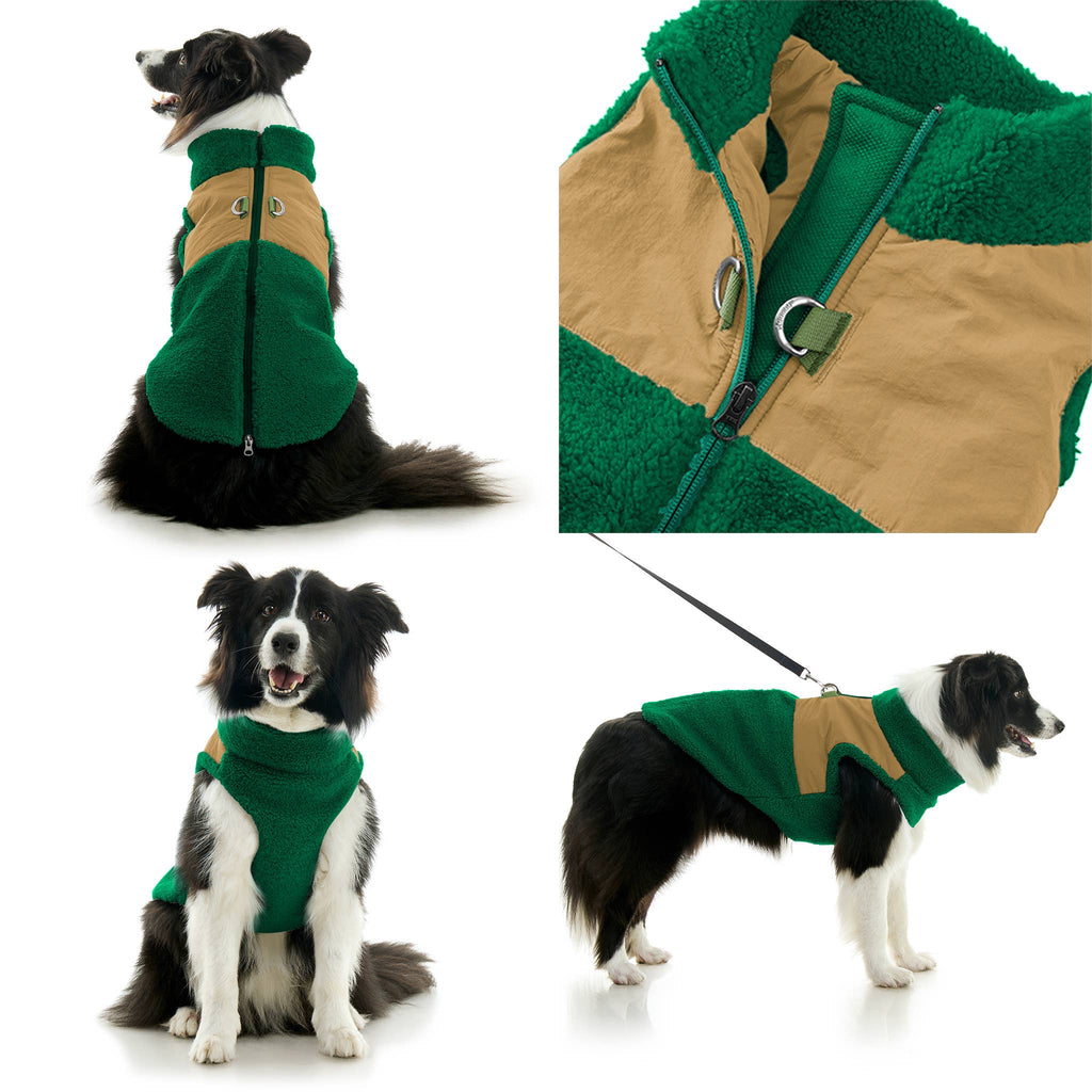 Zip Up Sherpa Vest: Forest Green