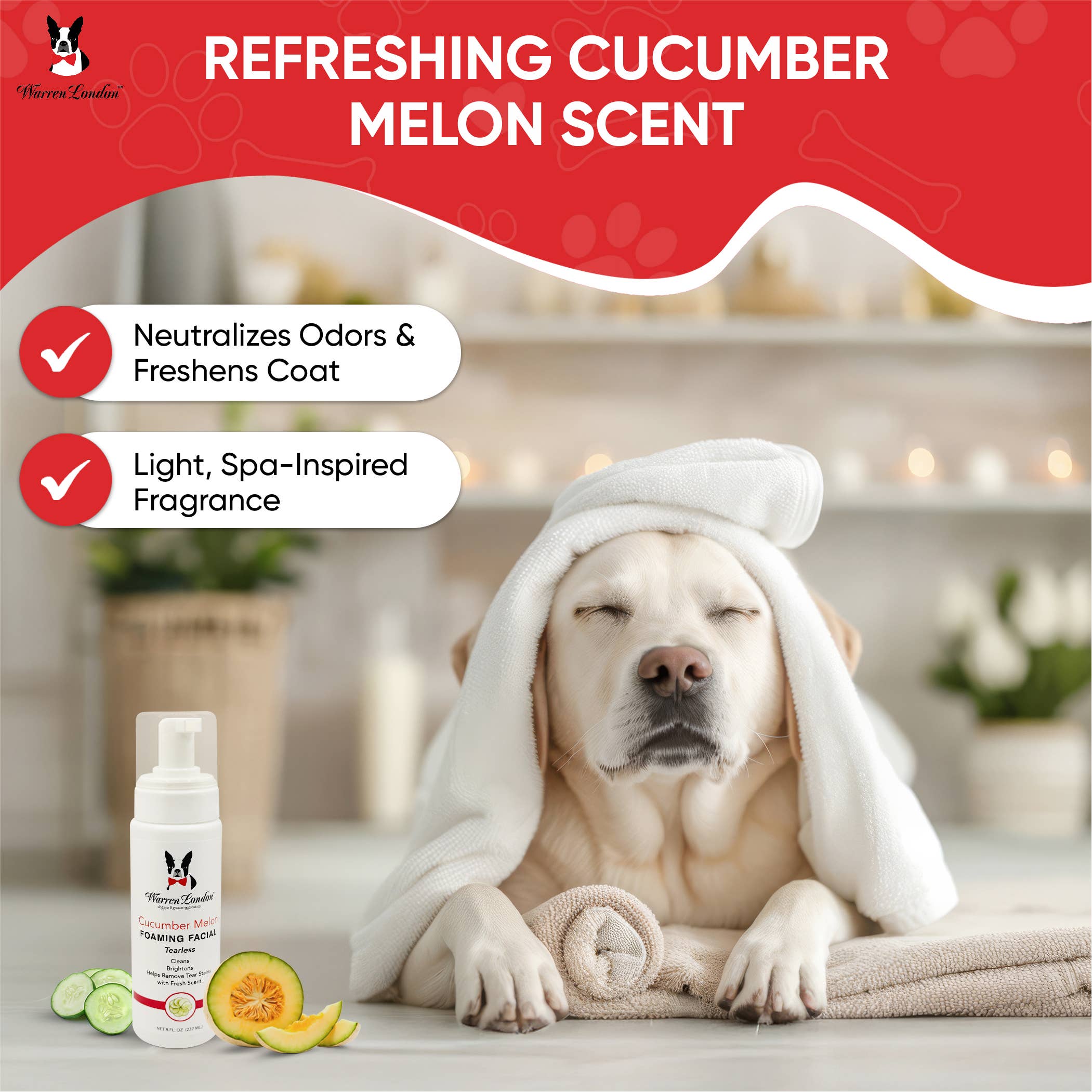 Tearless  Shampoo for Dog Faces - Cucumber Melon - 2 Sizes: 8oz
