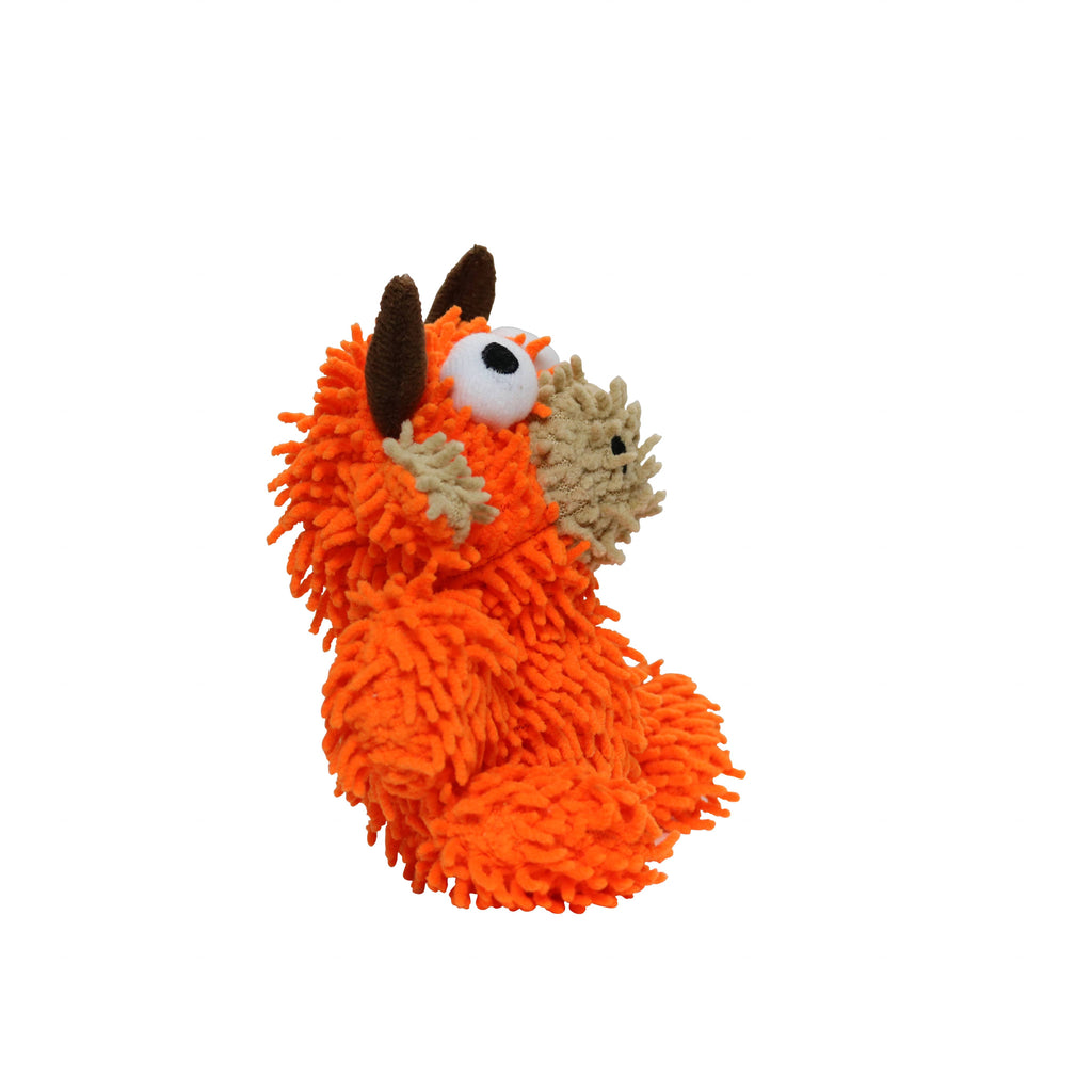 Mighty Jr Microfiber Ball Bull - Orange, Squeaky Dog Toy