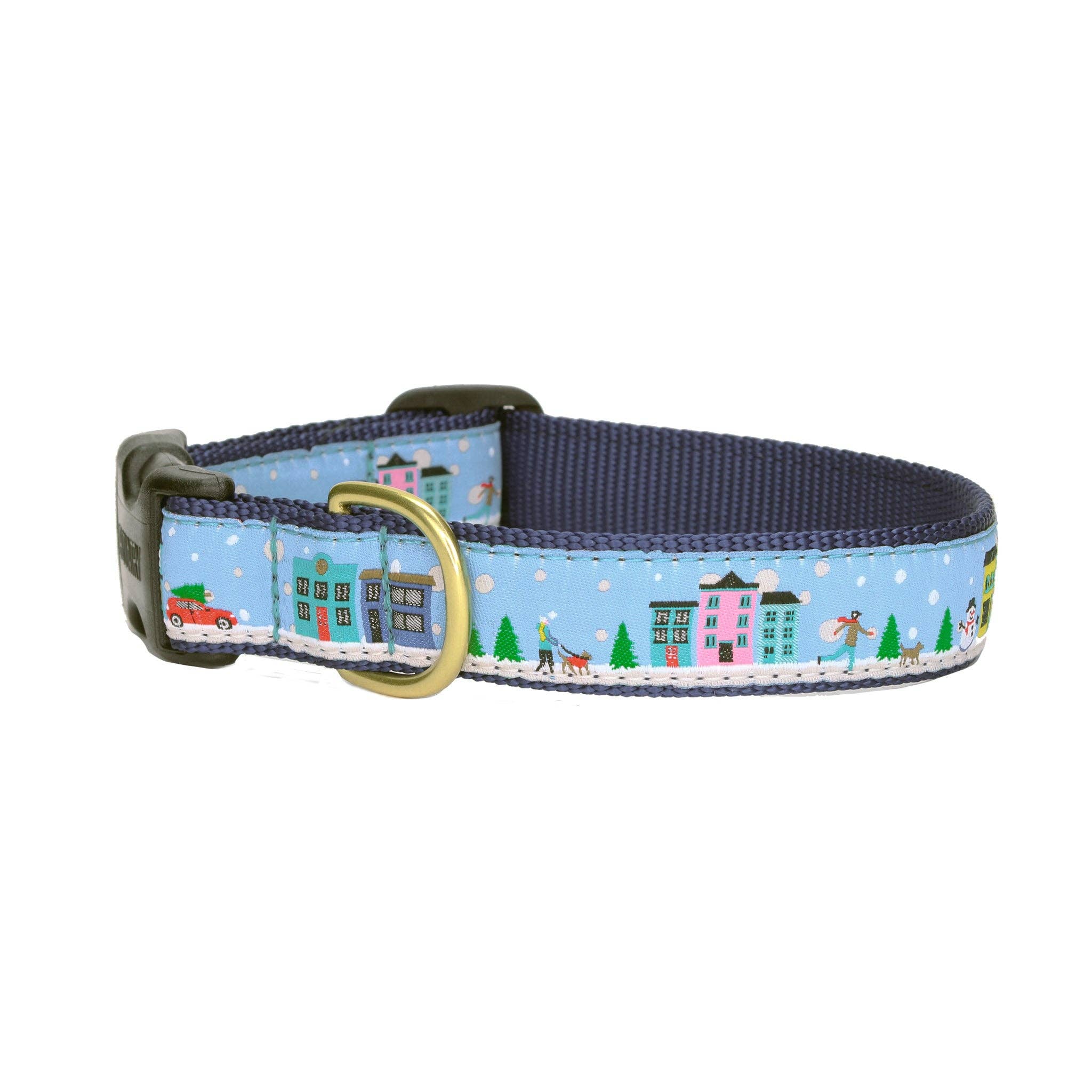 City Christmas Holiday Dog Collar: Wide