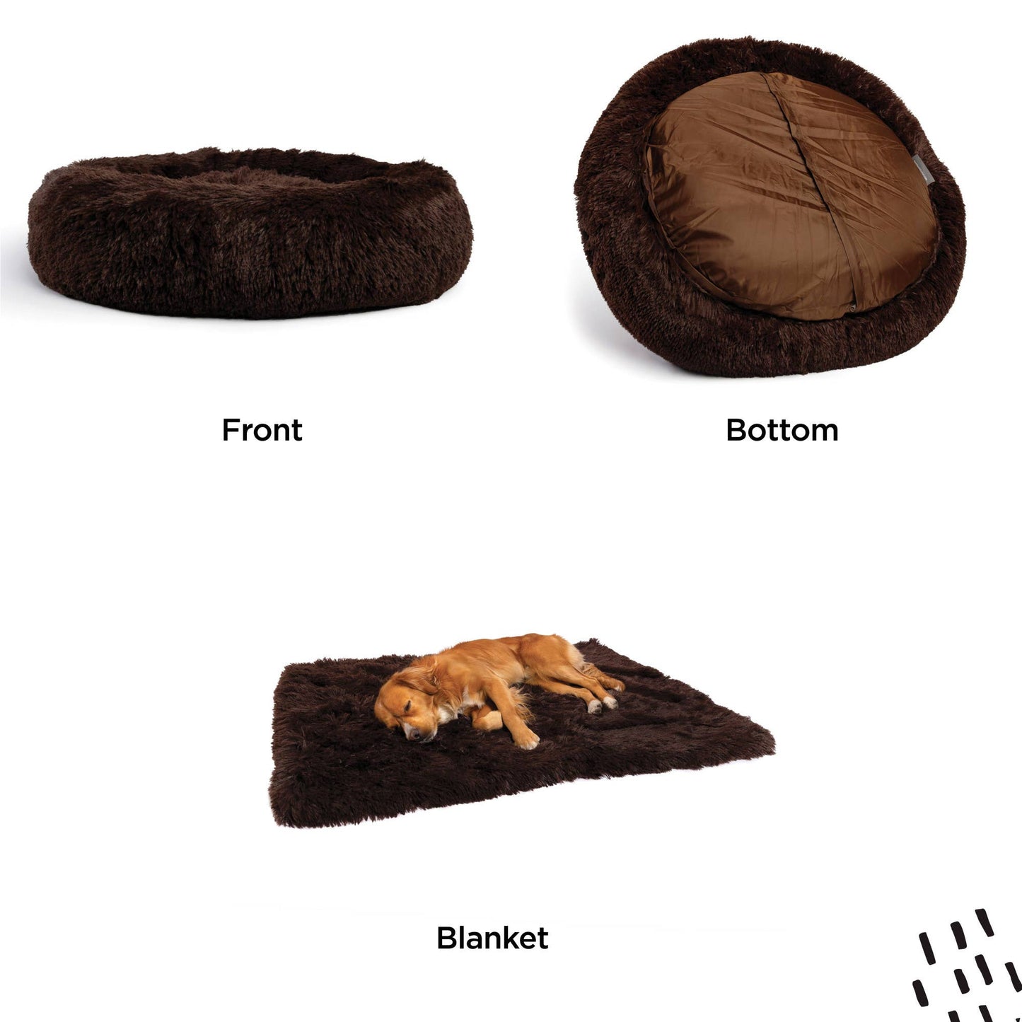 Donut Shag Bundle Bed and Blanket Dark Chocolate 30"x30"