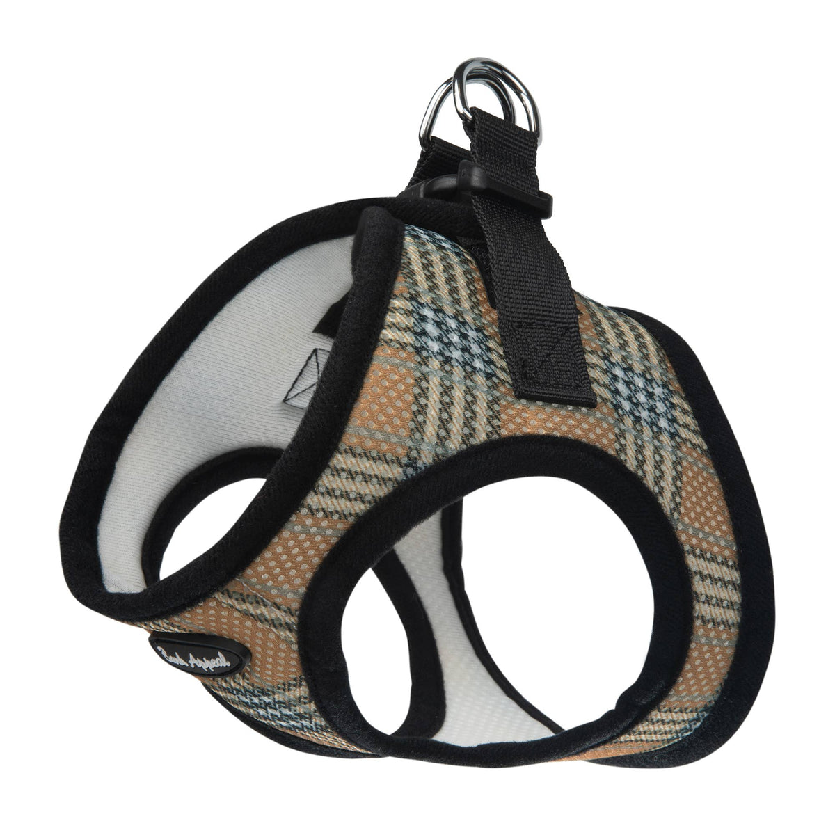 Plaid Mesh Step in Harness: Tan Plaid / Large