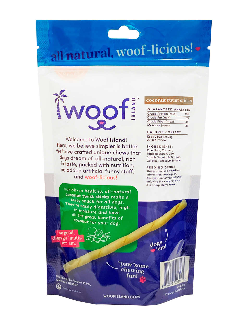 Coconut Dog Twists Premium Treats 12 Count: Single Bag