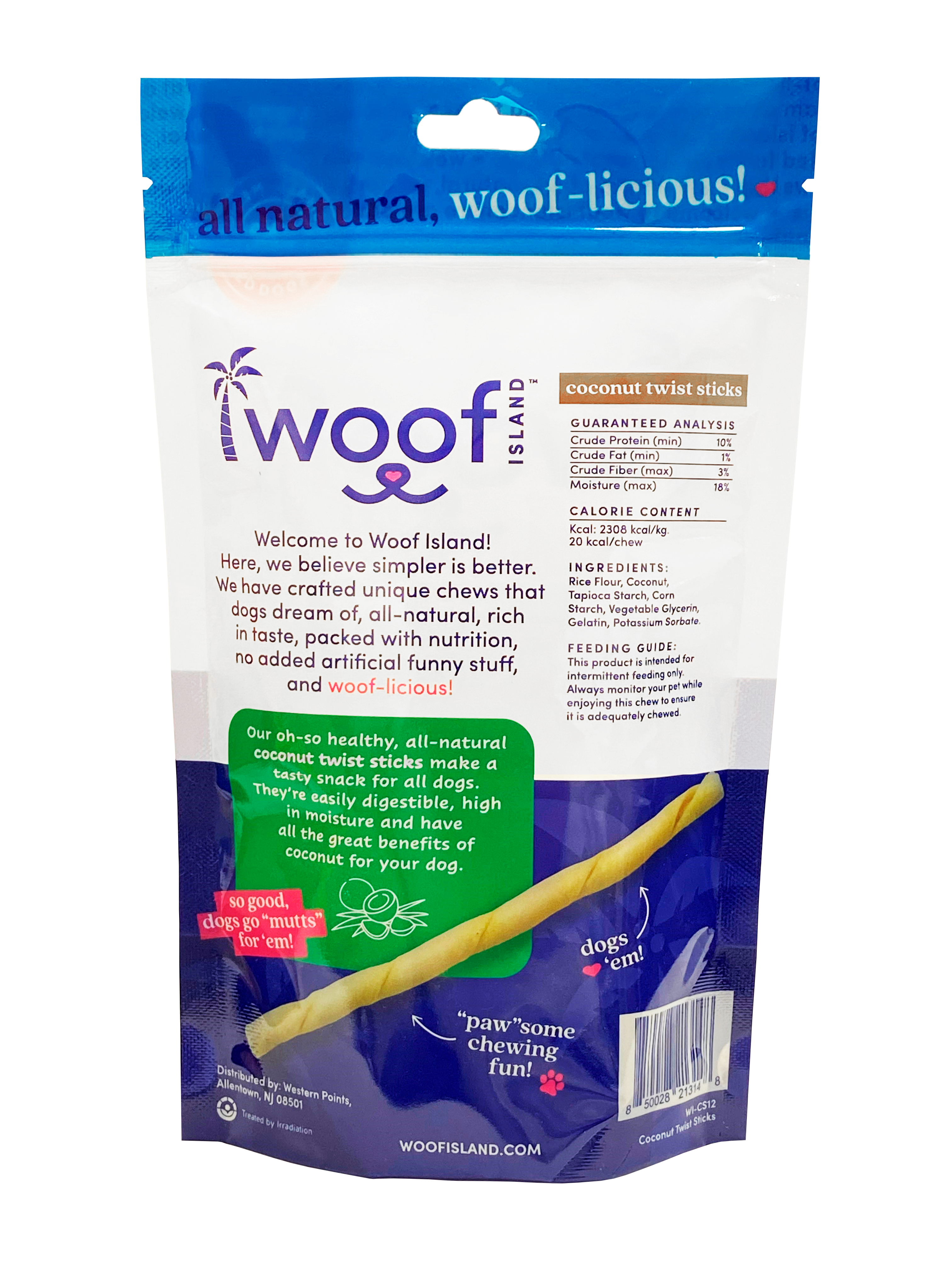 Coconut Dog Twists Premium Treats 12 Count: Single Bag