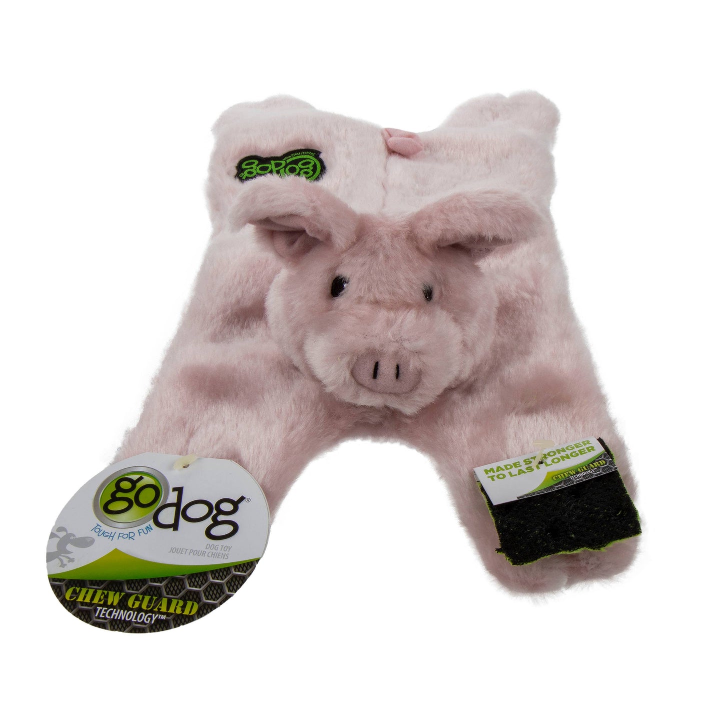 goDog Barnyard Buddies Pig Squeaky Plush Flattie Small/Med