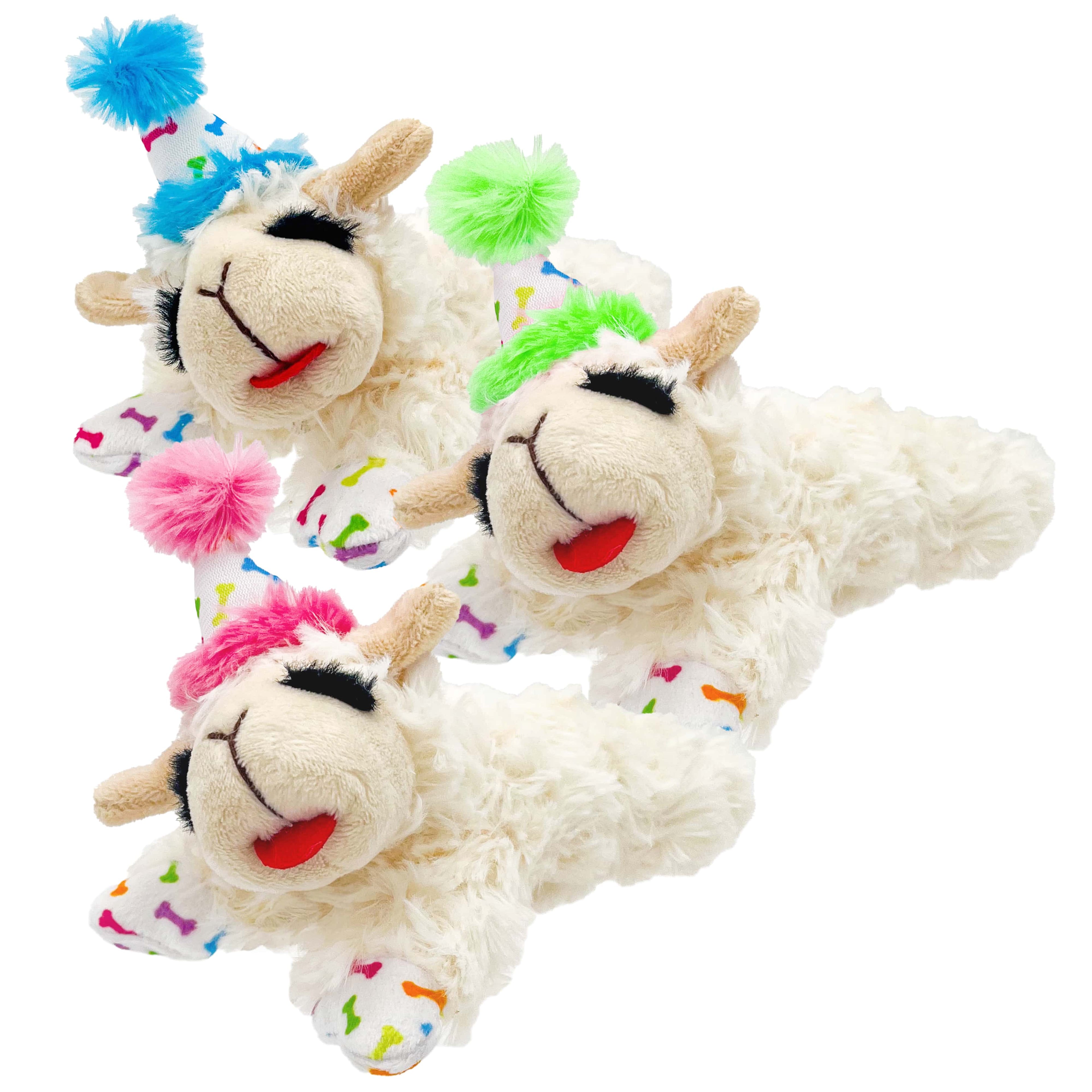 Multipet Lamb Chop w/ Birthday Hat Plush Dog Toy 4"
