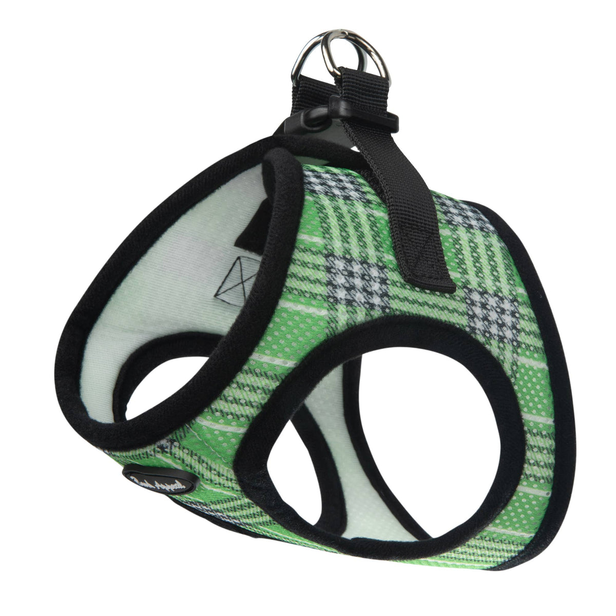Plaid Mesh Step in Harness: Green Plaid