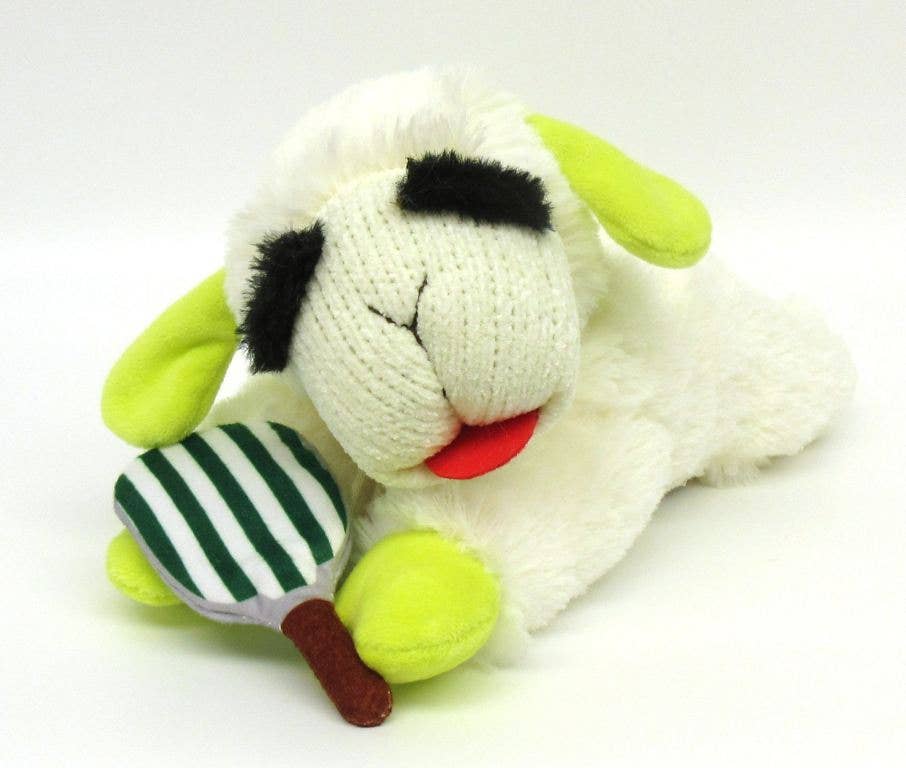Multipet Lamb Chop Pickleball Plush Dog Toy 10.5"