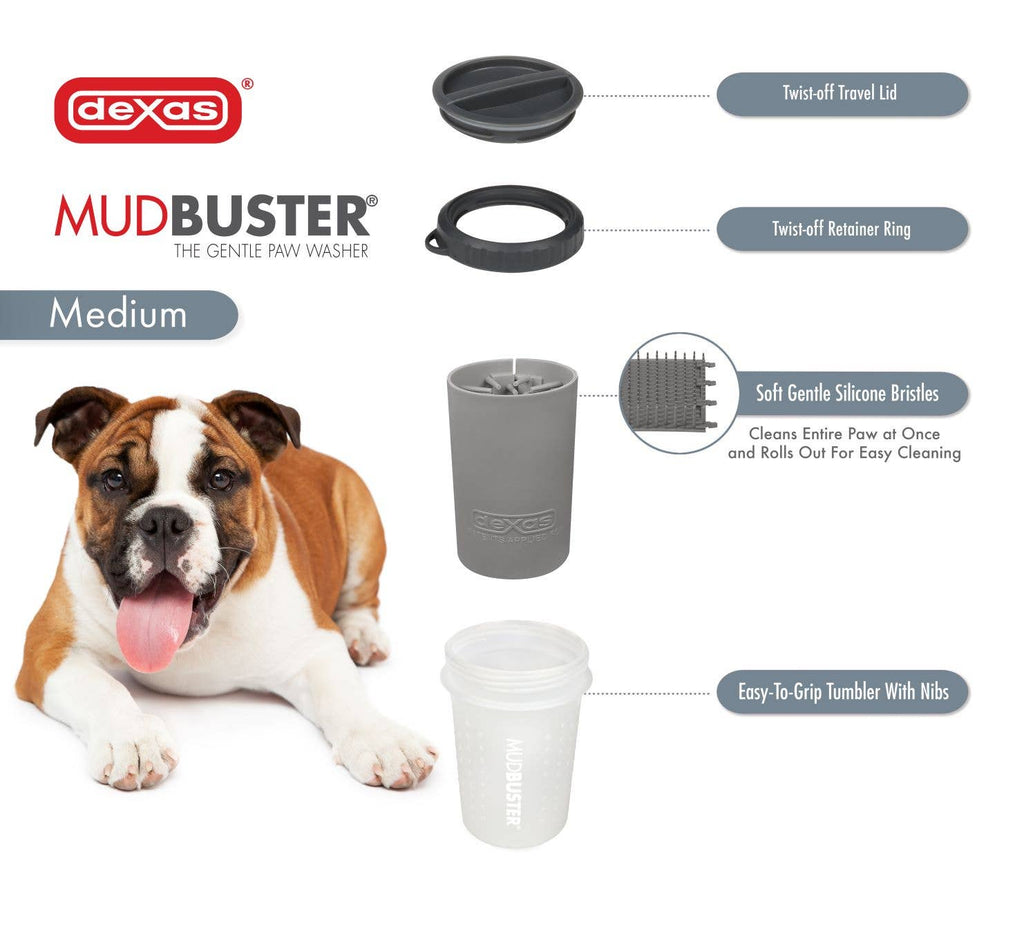 MudBuster Paw Washer with Travel Lid - Pet Cleaning Supplies: Medium Blue Lidded MudBuster