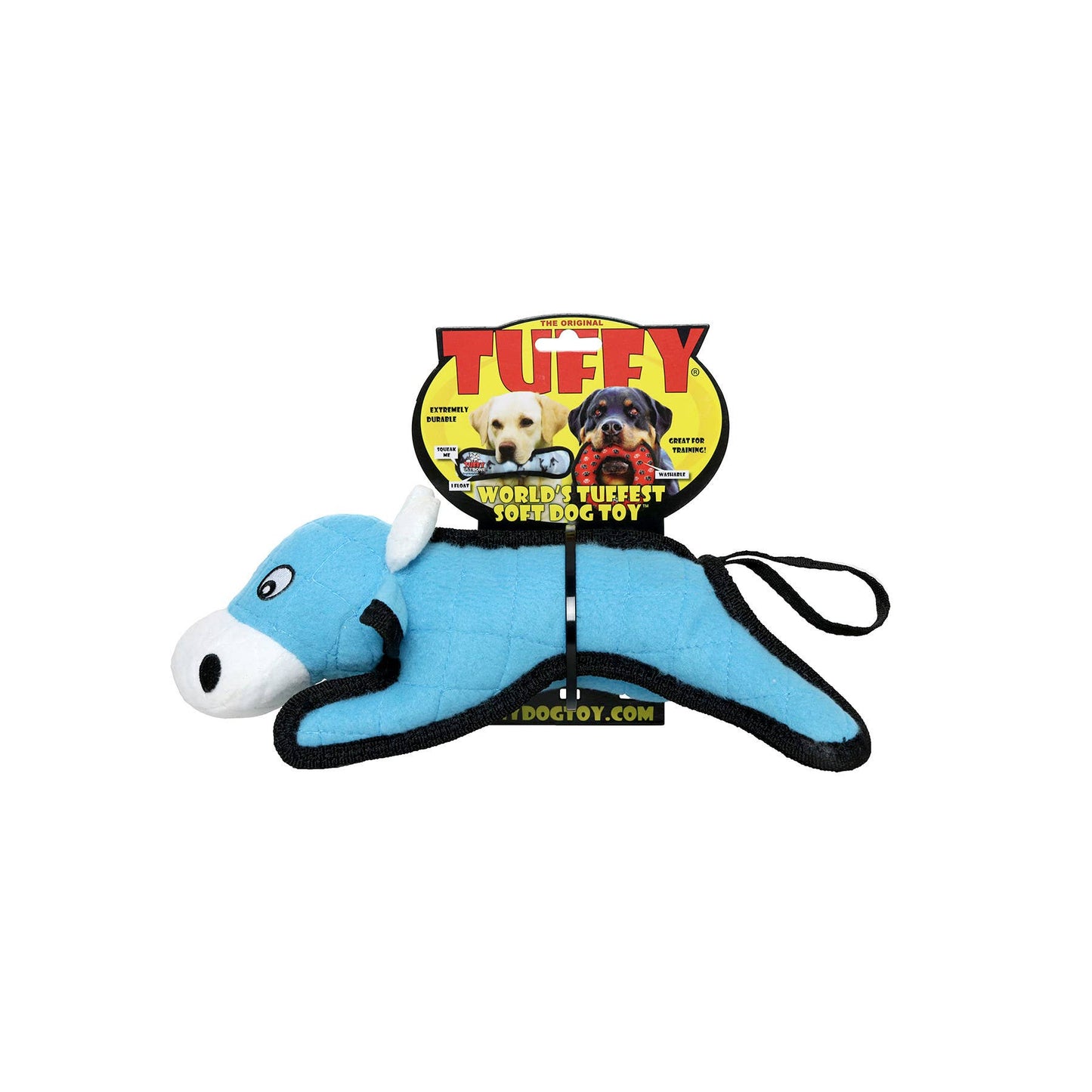 Tuffy Jr Barnyard Cow, Durable, Tough, Squeaky Dog Toy