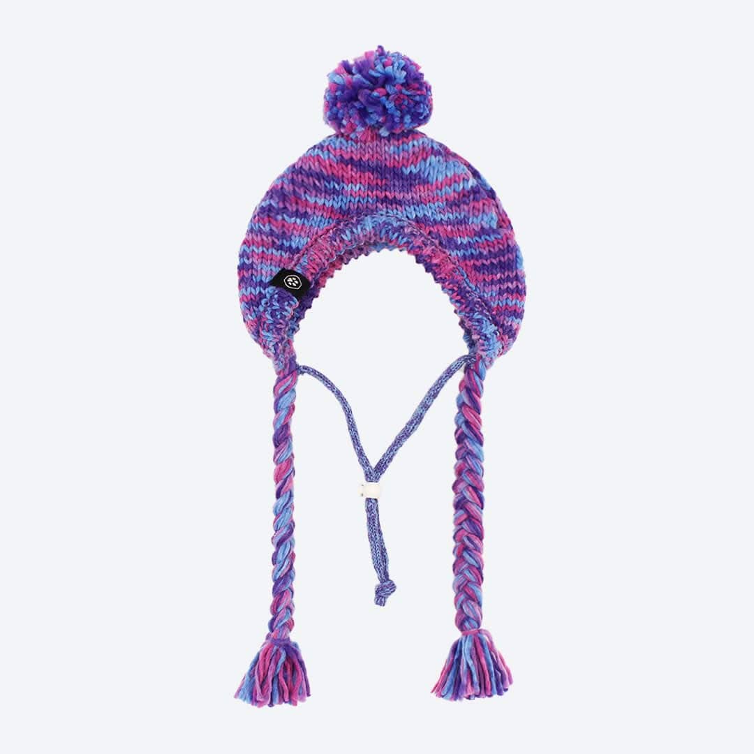 Knit Pom Pom Dog Beanie Hat - Purple & Lavender: L (45-100lbs/20-50kg)