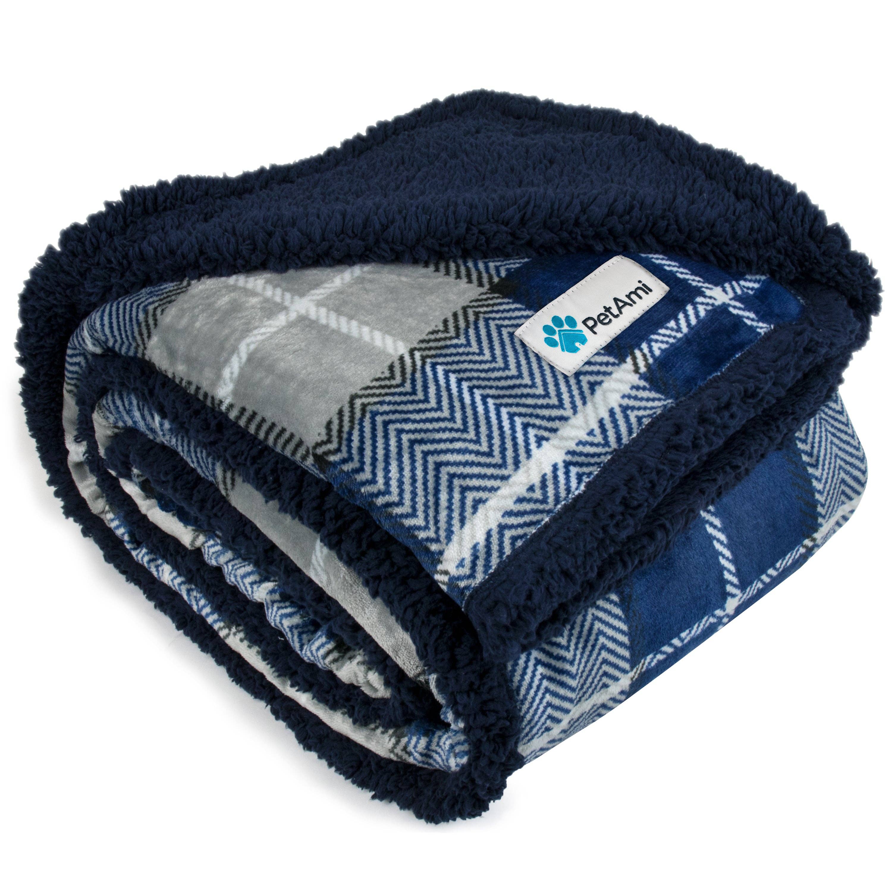 Waterproof Fleece Pet Blanket: Checker Navy / Large - 40" x 60"