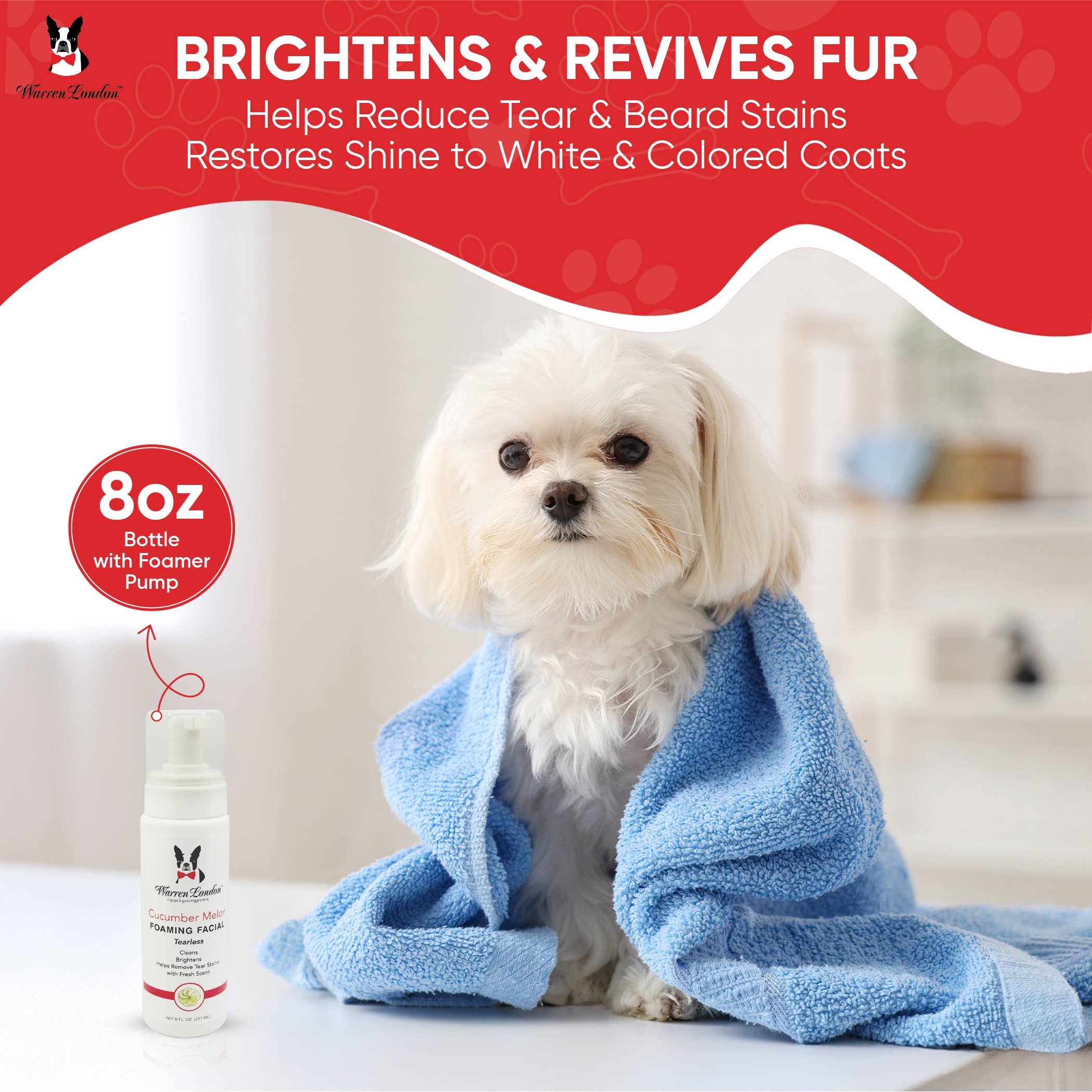 Tearless  Shampoo for Dog Faces - Cucumber Melon - 2 Sizes: 8oz
