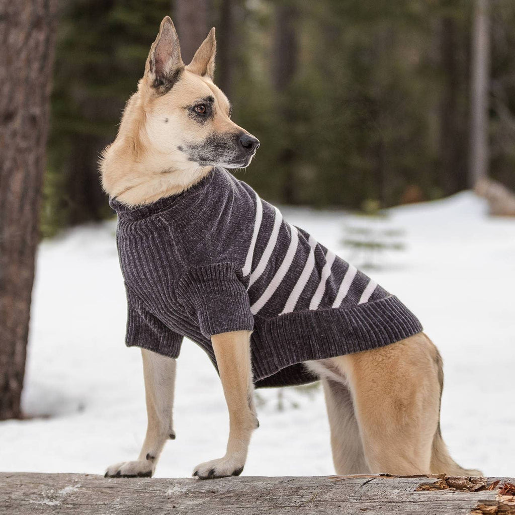 Dog Sweater, Chenille Classy Striped Sweater, Chic Grey