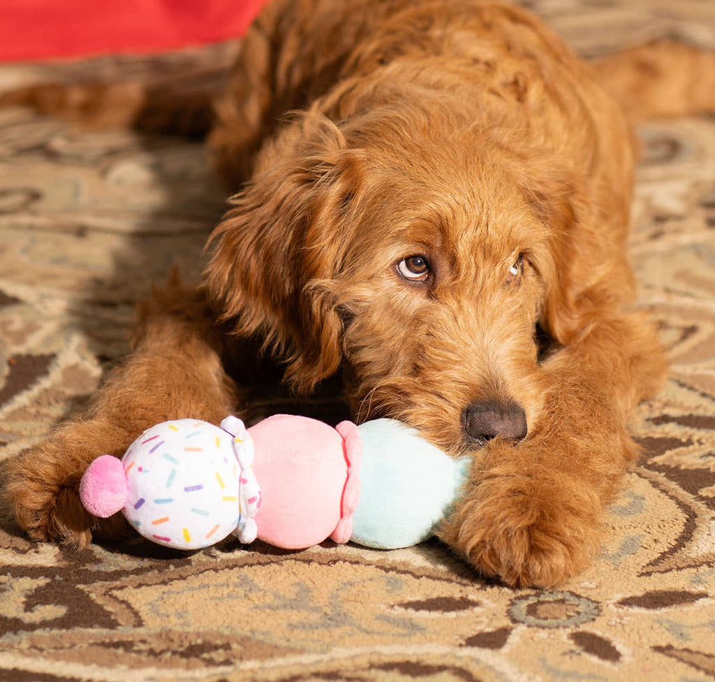 ThoozyPet Birthday 3-Scoop Ice Cream Cone Plush Dog Toy 12"