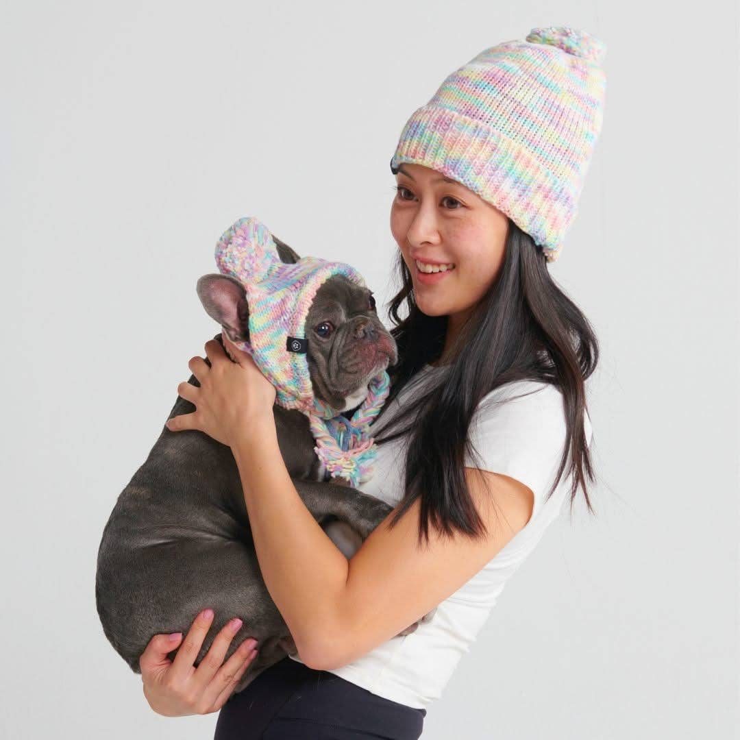 Human Pompom Hat - Pastel Icing: OS