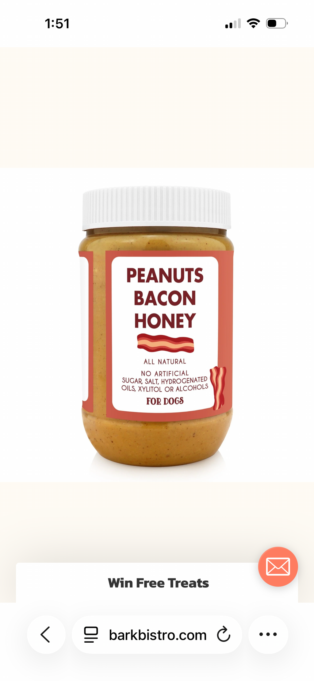 Bangin Bacon BUDDY BUDDER- 100% natural Dog Peanut Butter, Made in USA 17oz jar