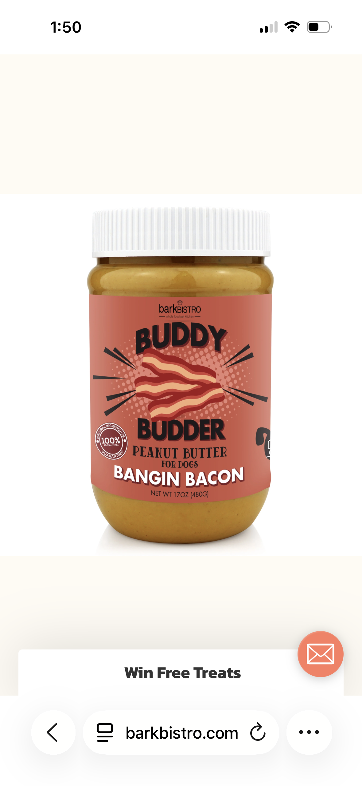 Bangin Bacon BUDDY BUDDER- 100% natural Dog Peanut Butter, Made in USA 17oz jar