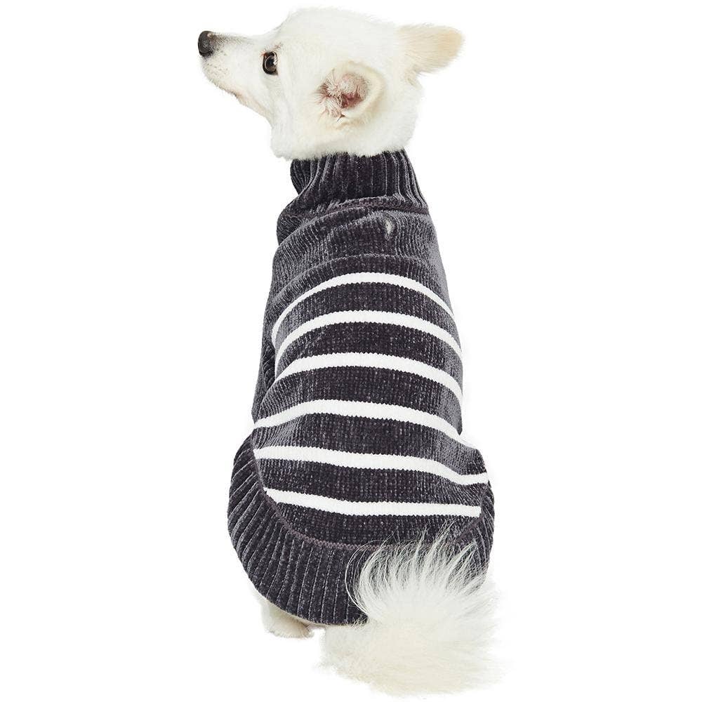 Dog Sweater, Chenille Classy Striped Sweater, Chic Grey