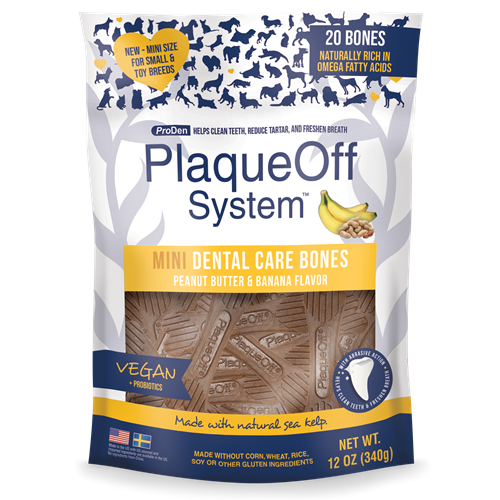 PlaqueOff MINI Dental Care Bones - Peanut Butter & Banana