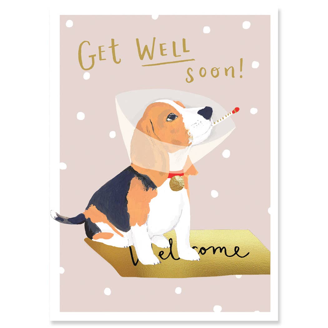 DOG IN CONE | LOUISE TILER GET WELL CARD