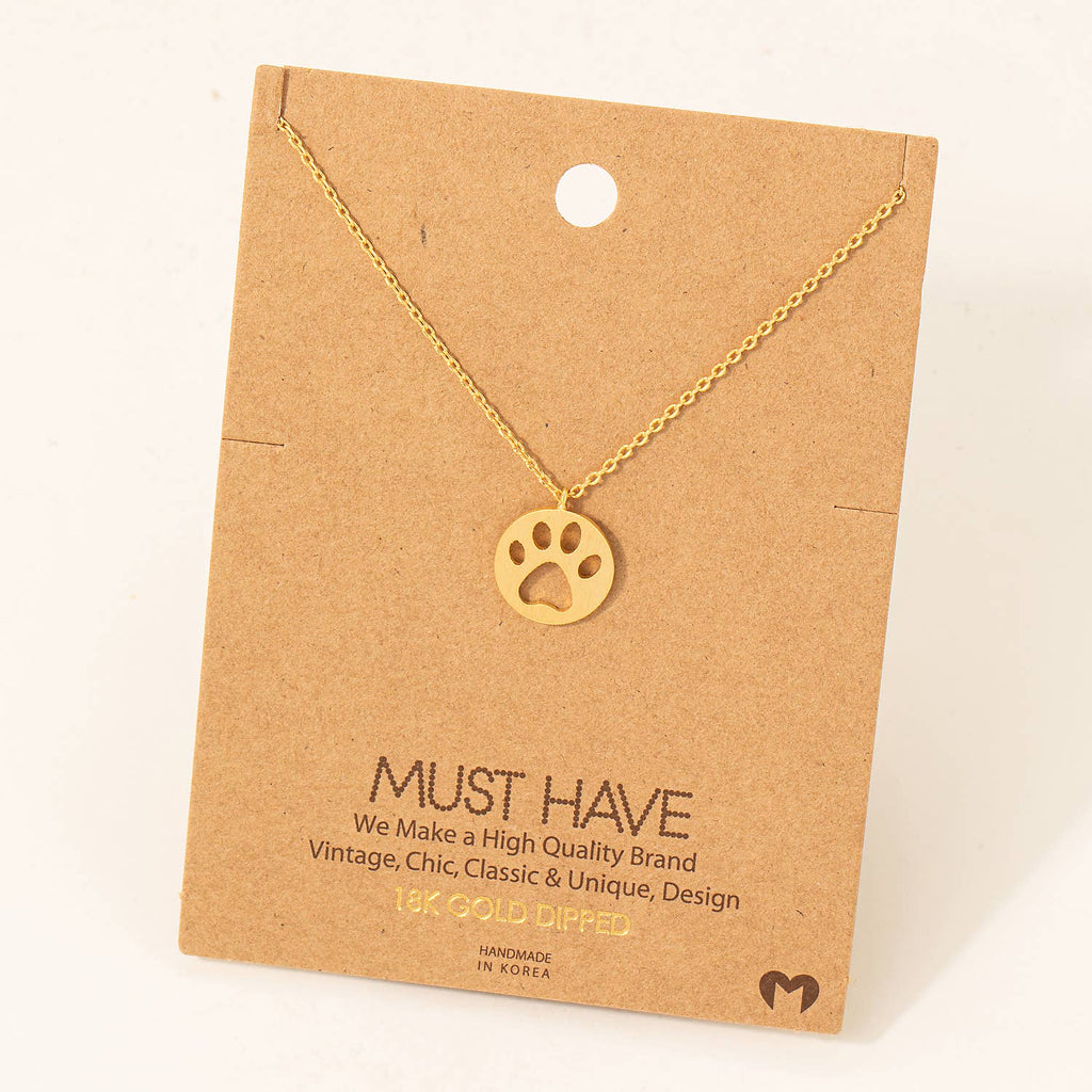 Paw Print Pendant Necklace: G