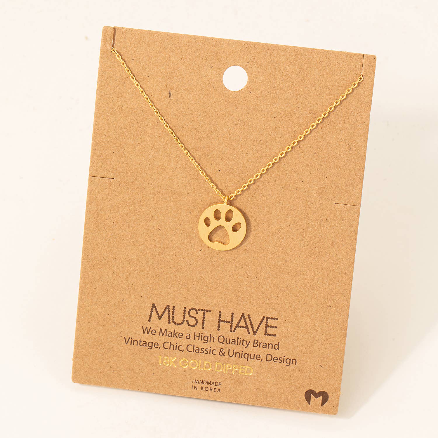 Paw Print Pendant Necklace: G