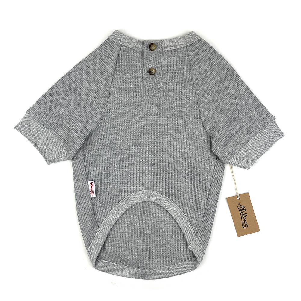 Dog Waffle Henley T-shirt  -  Lazy Grey