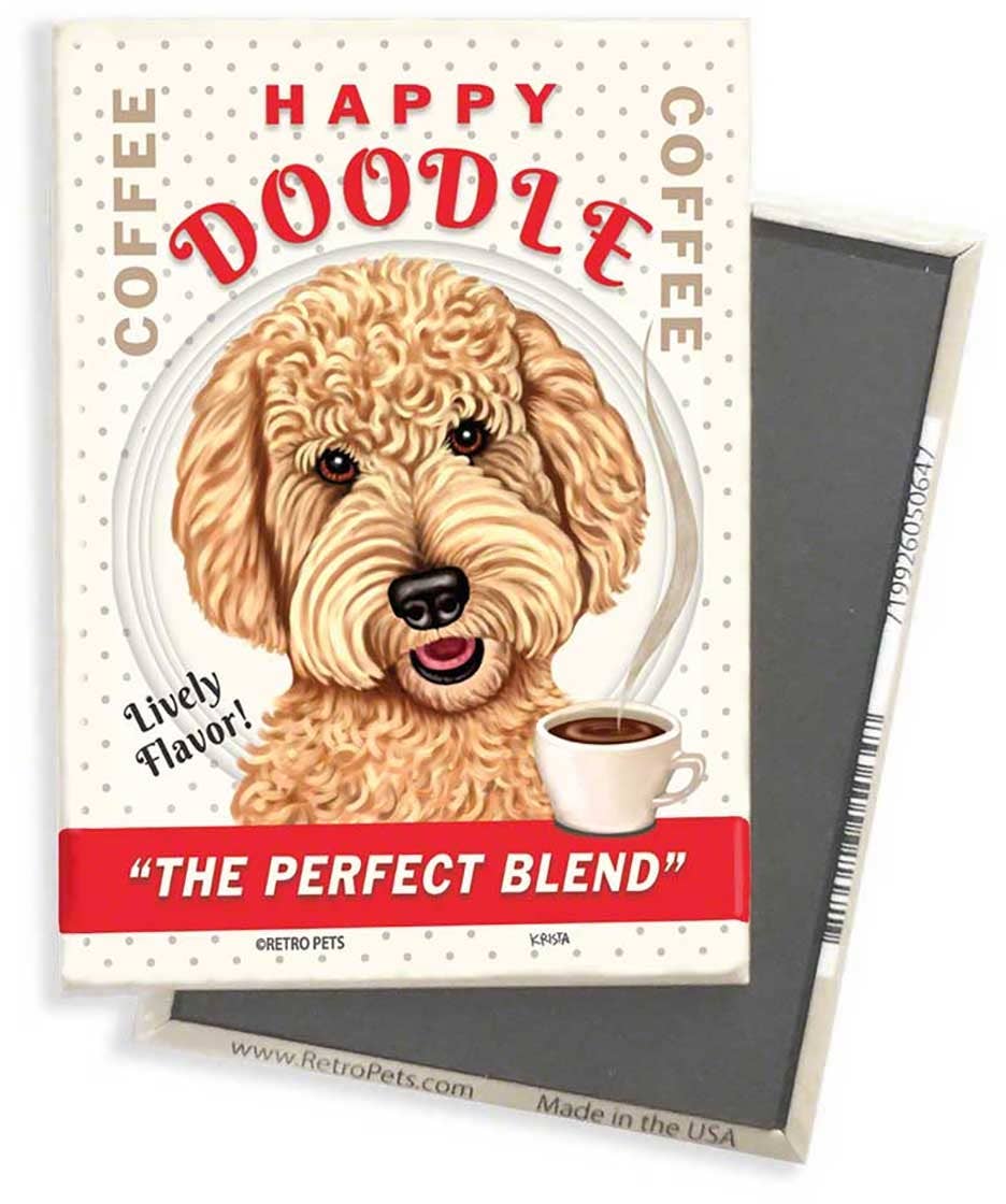 Magnet Goldendoodle "Happy Doodle Coffee"