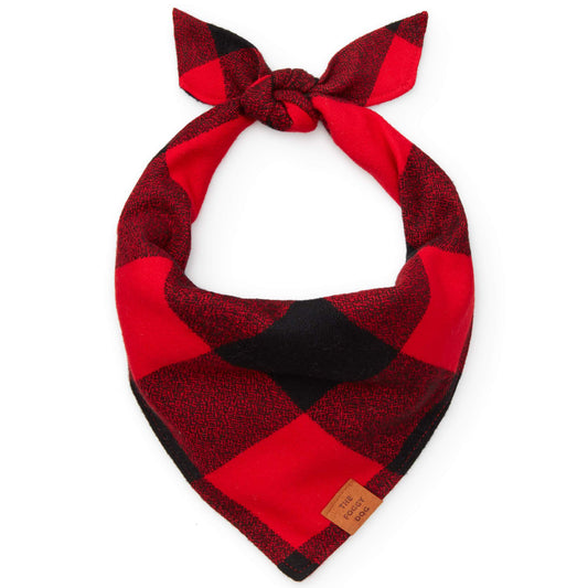 Red and Black Buffalo Check Flannel Fall Dog Bandana