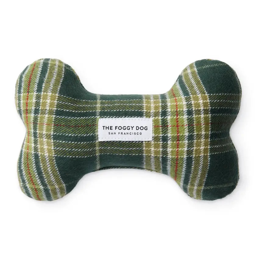 Mossy Plaid Flannel Squeak Toy