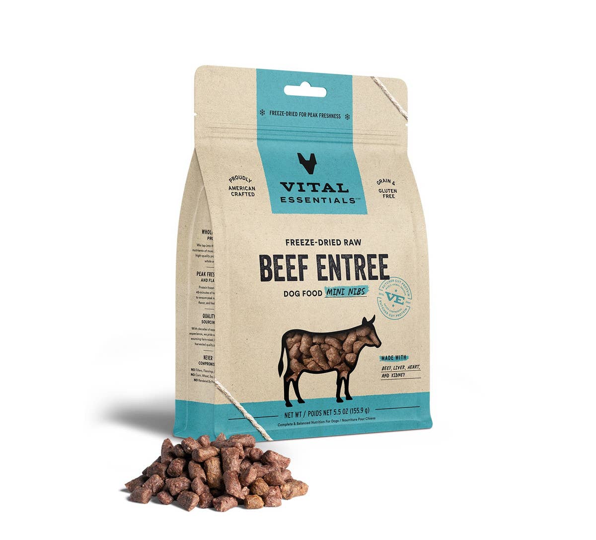 Vital Essentials Raw Beef FD Dog Food Mini Nibs 5.5 oz