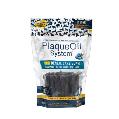PlaqueOff Mini Dental Care Bones - Vegetable w/ Blueberry