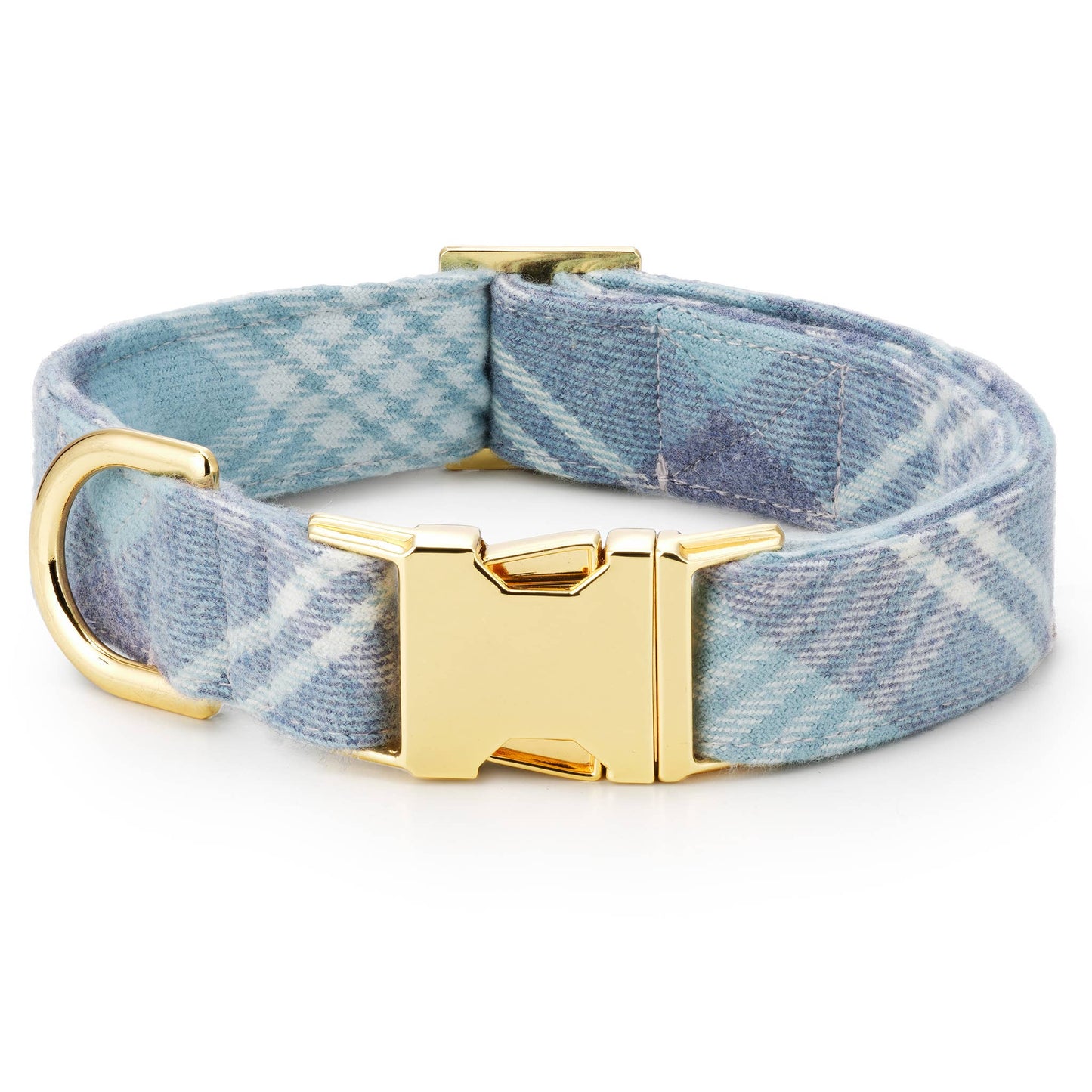 Blue Frost Plaid Flannel Holiday Dog Collar