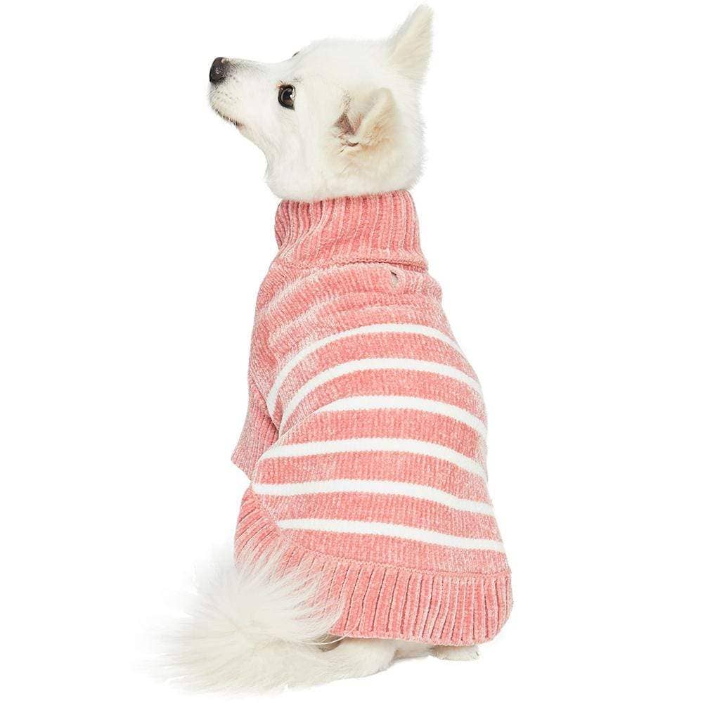 Dog Sweater, Chenille Classy Striped Sweater, Dusty Rose